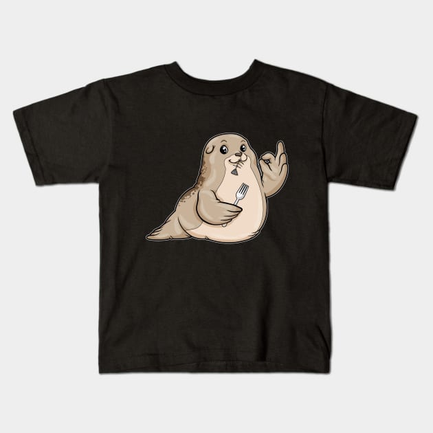 Seal at eating Fish Kids T-Shirt by Markus Schnabel